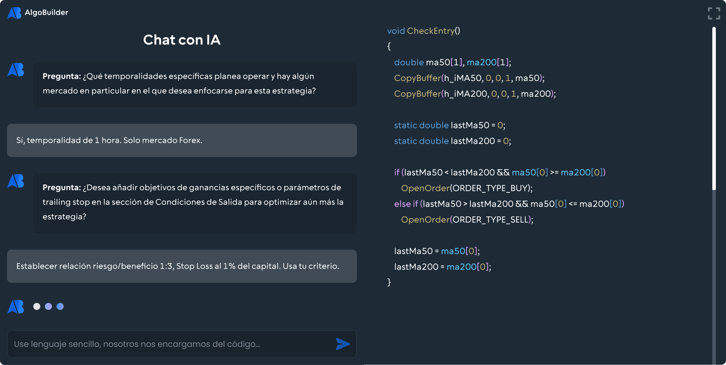 AlgoBuilder Chat Interface