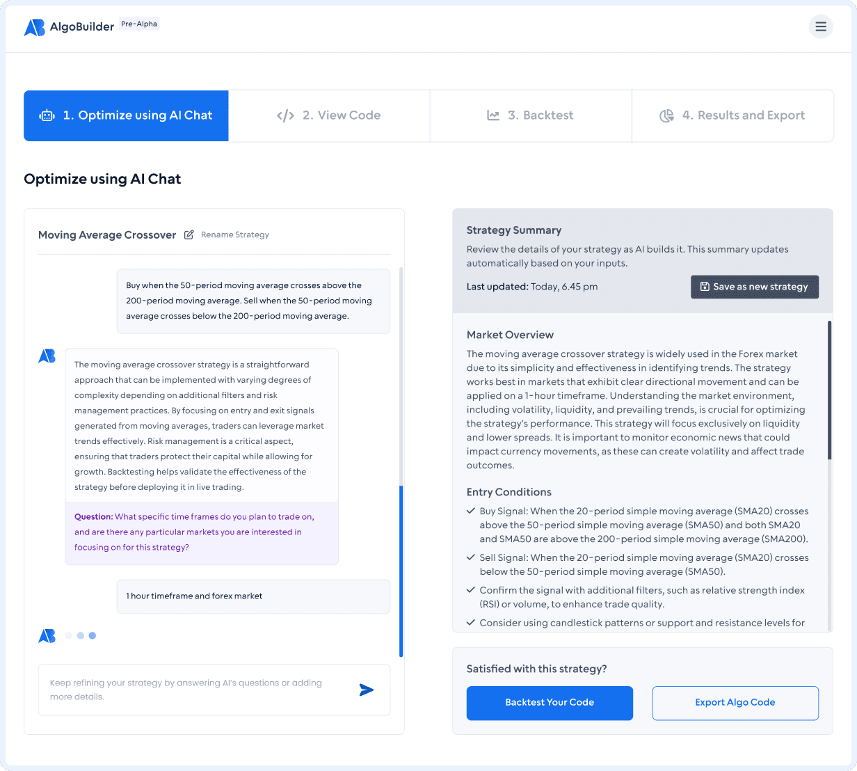 Chat with AI to Build Your Strategy