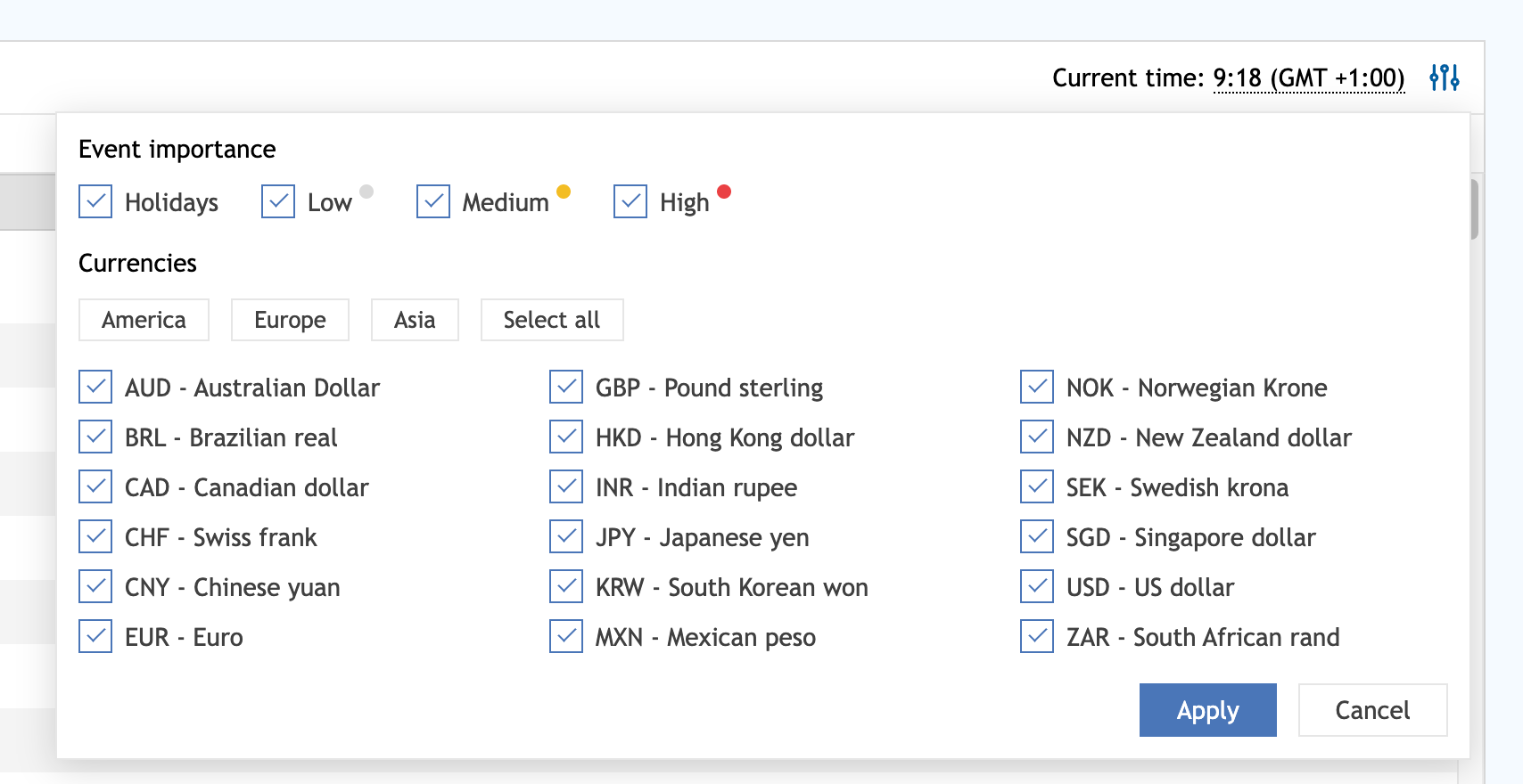 economic-calendar-time-zone-filters